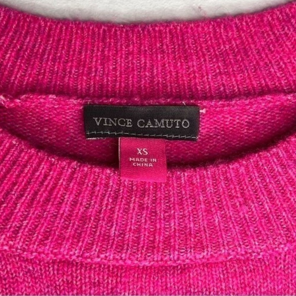 VINCE CAMUTO Oversized Weekend Vibes Sweater XS Hot Pink Crew Neckline - Picture 4 of 9